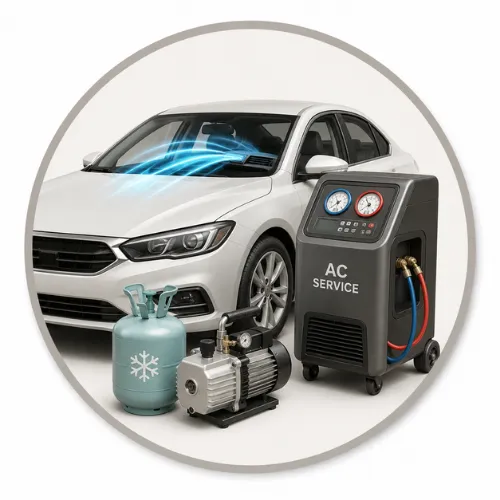 Pengecekan tekanan freon AC mobil